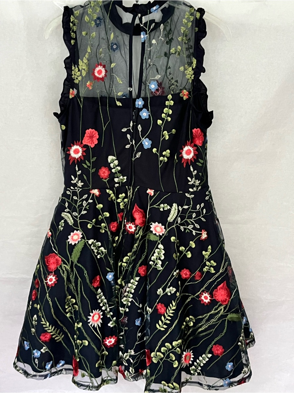 Bohemian, Princess themed City Studio Navy Floral Embroidered Mini Dress Size 11